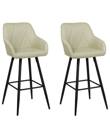 Set of 2 Fabric Bar Chairs Light Green DARIEN