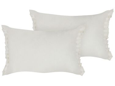 Set of 2  Linen Cushions 30 x 45 cm Off-white SASSAFRAS
