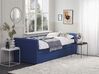 Tagesbett ausziehbar Leinenoptik marineblau Lattenrost 90 x 200 cm LIBOURNE_729638
