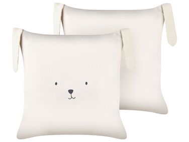 2 Cotton Kids Cushions with Bunny Motif 45 x 45 cm Light Beige CONEY