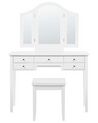 5 Drawers Dressing Table with Mirror and Stool White LUMIERE_827336