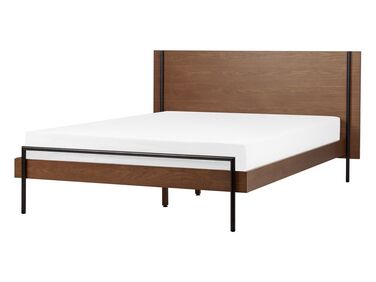 Bed hout donkerbruin 140 x 200 cm LIBERMONT