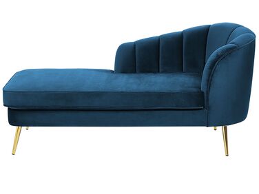 Chaise longue de terciopelo azul marino/dorado derecho ALLIER