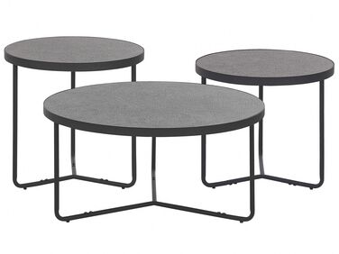 	Set da 3 tavolini da caffè grigio e nero MELODY