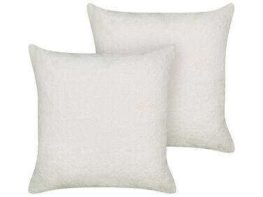 Set of 2 Boucle Cushions 60 x 60 cm White LEUZEA