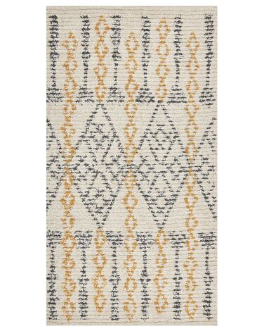 Teppich Baumwolle beige / gelb 80 x 150 cm geometrisches Muster KADAPA