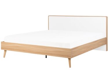 Bed hout lichtbruin/wit 180 x 200 cm SERRIS