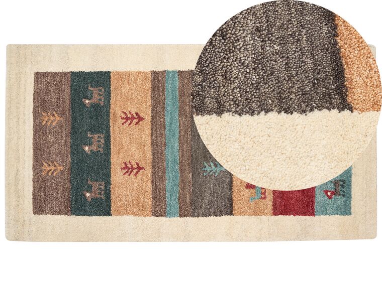 Gabbeh Teppich Wolle mehrfarbig 80 x 150 cm Hochflor SARILAR_855868