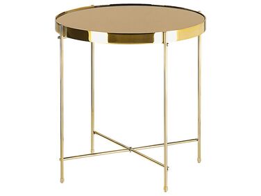 Tavolino vetro marrone e oro ⌀ 40 cm LUCEA
