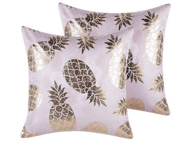 Set of 2 Cushions Pineapple Print 45 x 45 cm Pink ASTILBE