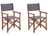 Set of 2 Acacia Folding Chairs Dark Wood with Grey CINE_810203