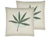 Set of 2 Embroidered Cushions Leaf Motif 45 x 45 cm Green DAVALLIA_810783