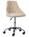 Krzesło biurowe regulowane welurowe beżowe PARRISH_732457