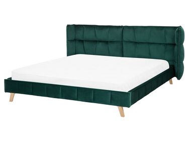 Tmavozelená zamatová posteľ 160 x 200 cm SENLIS