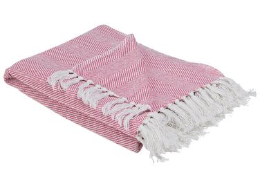 Manta de algodón rosa/blanco 130 x 160 cm TANGIER