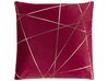 Set of 2 Velvet Cushions Geometric Pattern 45 x 45 cm Red PINUS_810643