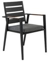 Conjunto de 4 sillas de jardín de metal negro/gris/madera clara TAVIANO_841716