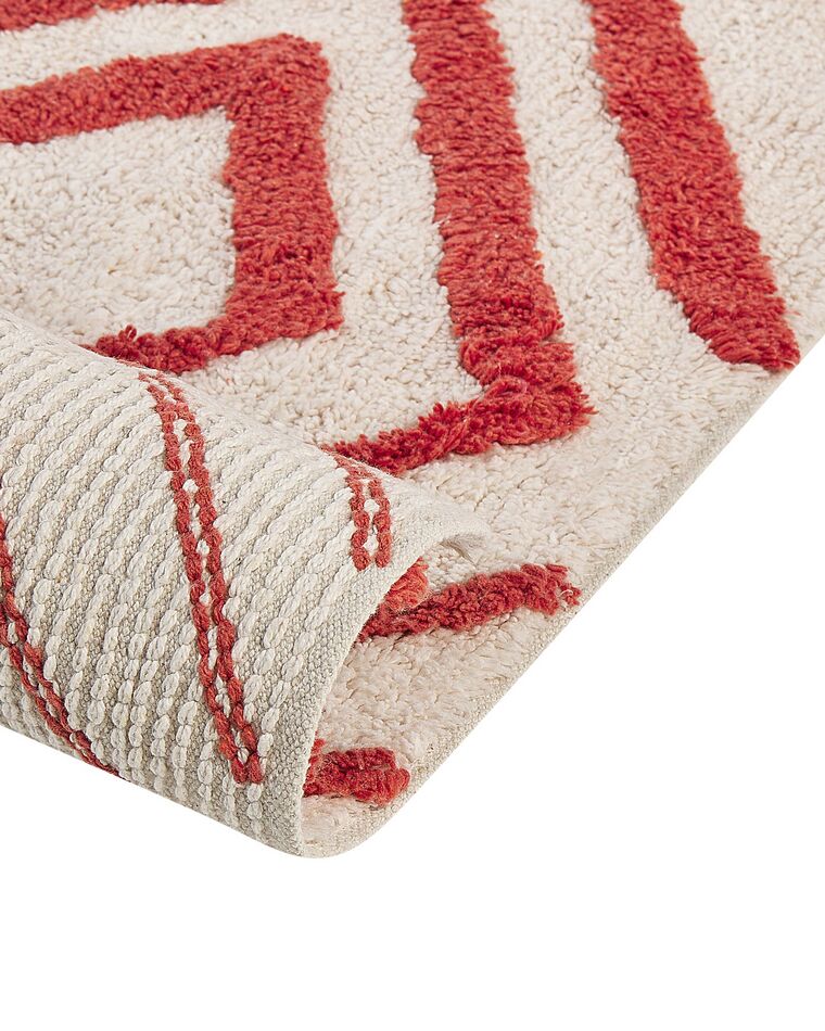 Shaggy Cotton Area Rug 160 x 230 cm OffWhite and Red HASKOY Beliani