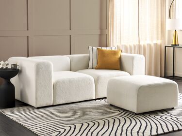2-seters modulær sofa med ottoman bouclé Hvit FALSTERBO