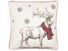 Set of 2 Cushions Reindeer Motif 45 x 45 cm Red and White SVEN_814113