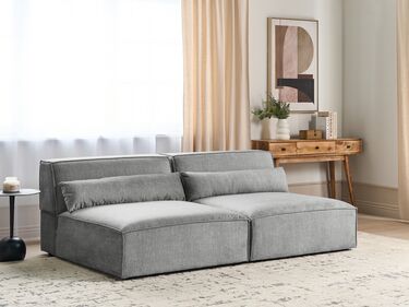 2-seters modulær armløs sofa stoff Grå HELLNAR