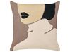 Set of 2 Cotton Cushions Female Motif 45 x 45 cm Brown and Beige SILPHIUM_857865