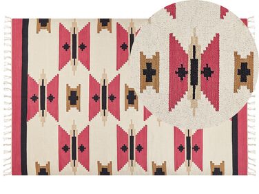 Kelim Teppich Baumwolle mehrfarbig 200 x 300 cm geometrisches Muster Kurzflor GARNI