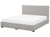Fabric EU Super King Bed with Storage Light Grey LA ROCHELLE_745673