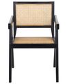Cadeira de jantar em madeira mogno preta e rattan claro WESTBROOK_848246