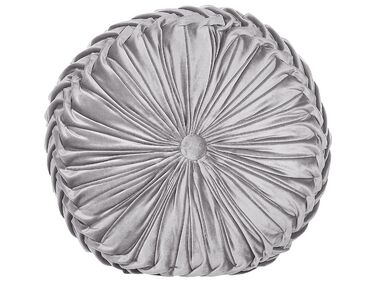 Welurowa poduszka dekoracyjna z plisami ⌀ 40 cm szara UDALA