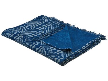 Cotton Blanket 130 x 180 cm Navy Blue SHIVPURI 