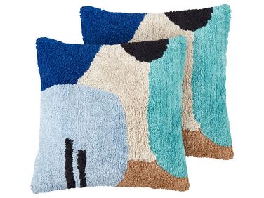 Set of 2 Tufted Cotton Cushions 45 x 45 cm Multicolour DAHLIA