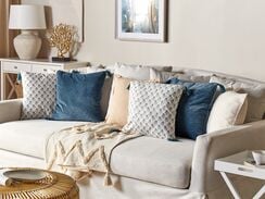 Koristetyyny puuvilla valkoinen/sininen 45 x 45 cm CORNUS