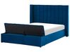 Bed met opbergbank fluweel blauw 140 x 200 cm NOYERS_834681