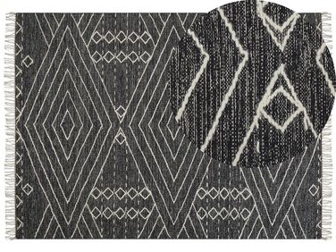 Tappeto cotone nero e bianco sporco 160 x 230 cm KHENIFRA
