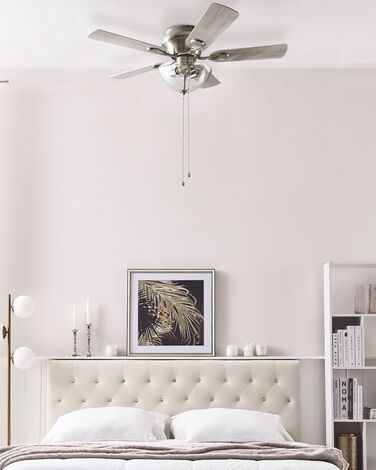 Ceiling Fan with Light Silver with Light Wood SIRAMA