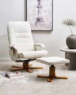 Hierontatuoli jalkatuella keinonahka kermanvalkoinen RELAXPRO Hierontatuoli jalkatuella keinonahka kermanvalkoinen RELAXPRO