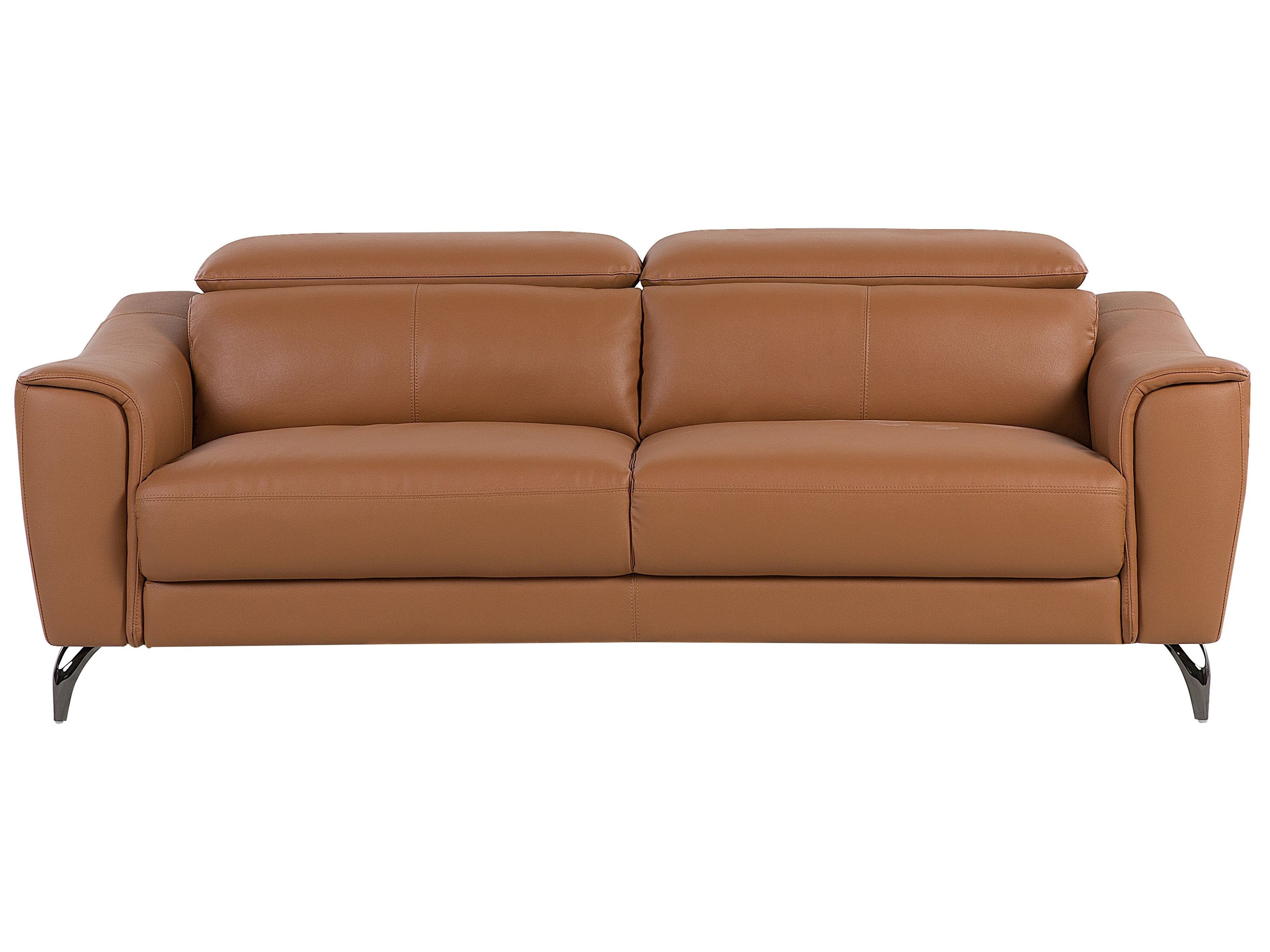 3 Seater Leather Sofa Golden Brown NARWIK | Beliani.co.uk