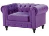 Ensemble canapé et fauteuil en velours violet 4 places CHESTERFIELD_707701