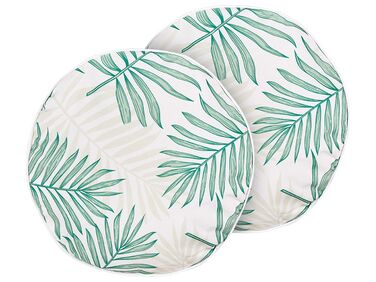 Set di 2 cuscini da esterno beige e verde ⌀ 40 cm POGGIO