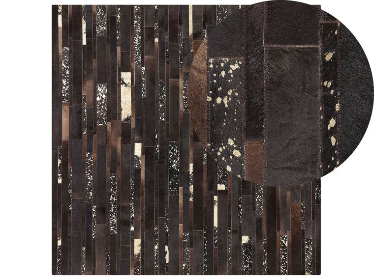 Kožený koberec 200 x 200 cm hnedý ARTVIN_745591