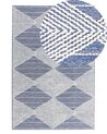 Teppich Wolle beige / blau 140 x 200 cm geometrisches Muster Kurzflor DATCA_830998