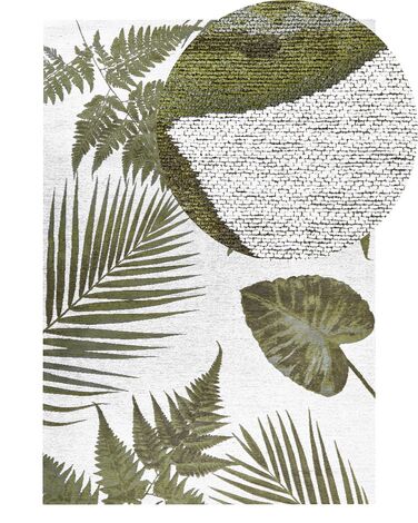 Cotton Area Rug Leaves Motif 140 x 200 cm Green BARZAH