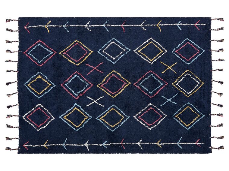 Teppich Baumwolle schwarz 140 x 200 cm geometrisches Muster CORUM_839488