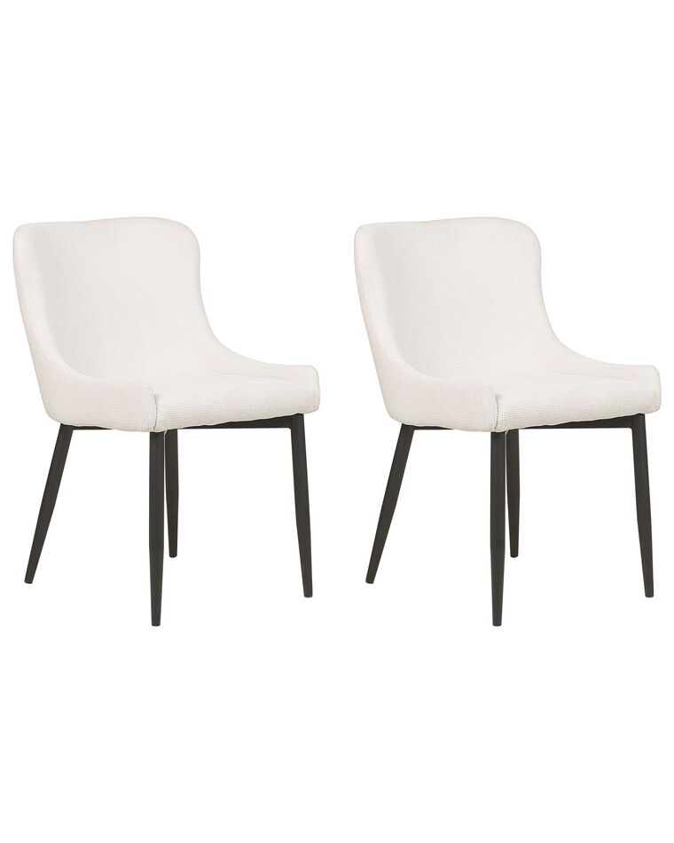 Conjunto de 2 cadeiras de jantar em tecido branco creme EVERLY_881830