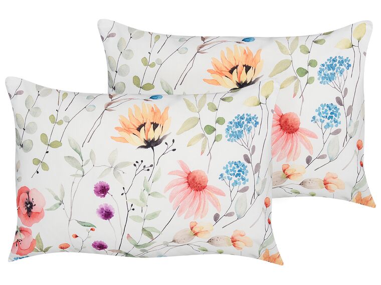 Set of 2 Outdoor Cushions Floral Pattern 40 x 60 cm Multicolour MONESI_880837