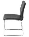 Conjunto de 2 cadeiras em aço inoxidável e pele preta KIRON_682116