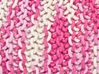 Pufe redondo em tricot branco e rosa 50 x 35 cm CONRAD_842521