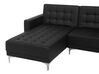 Right Hand Modular Faux Leather Sofa with Ottoman Black ABERDEEN_715409