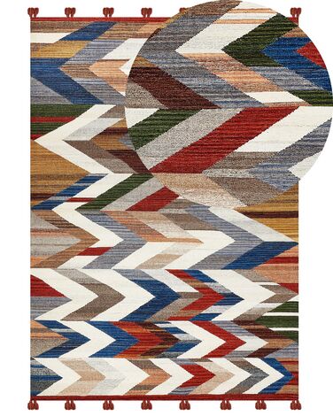 Alfombra kilim de lana rojo/blanco/marrón 200 x 300 cm KANAKERAVAN